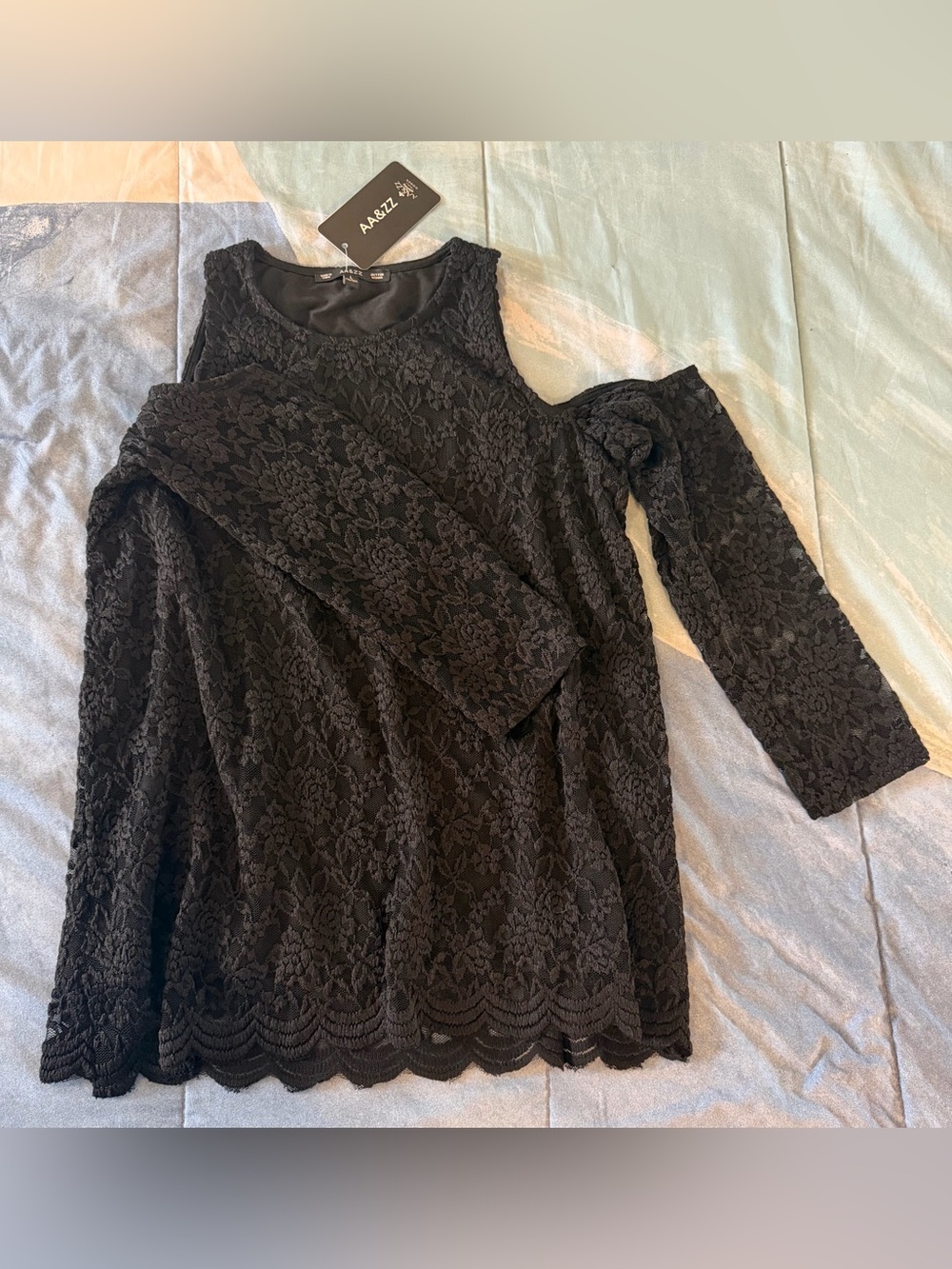 NWT! Black Lace Cold-Shoulder Blouse